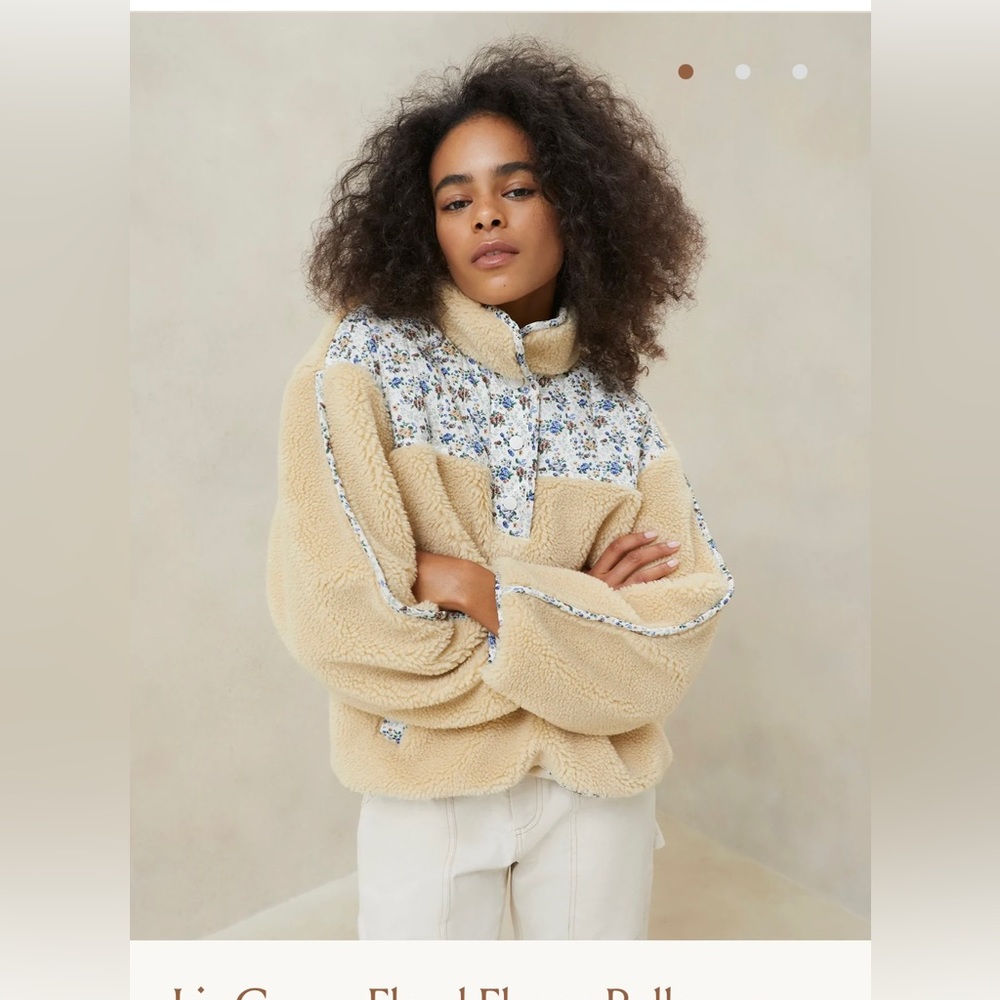Loeffler Randall Liz Cream Floral Fleece Pullover